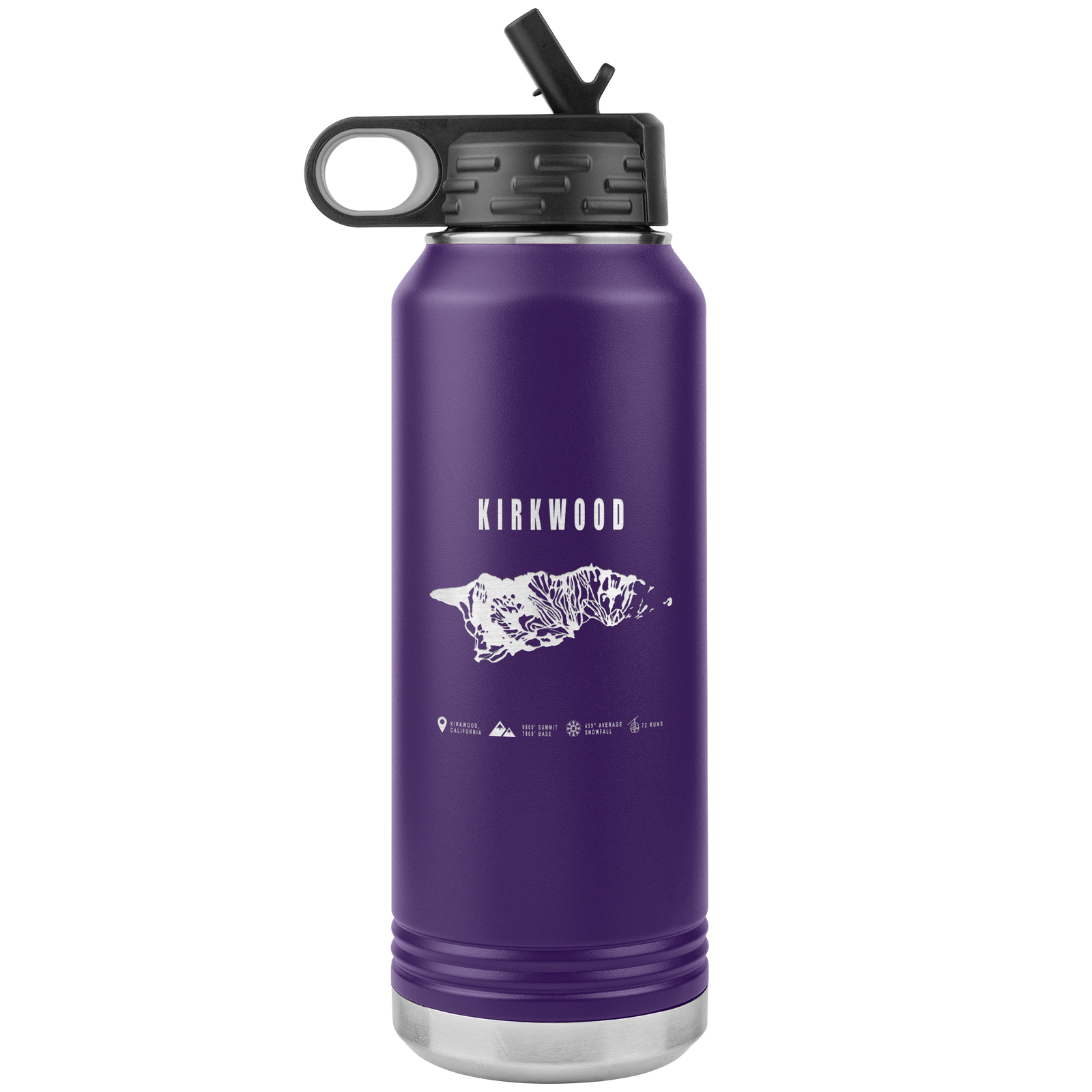 Kirkwood, California Ski Trail Map 32oz Water Bottle Tumbler - Powderaddicts