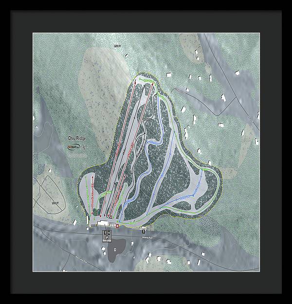Otis Ridge Ski Trail Map - Framed Print - Powderaddicts