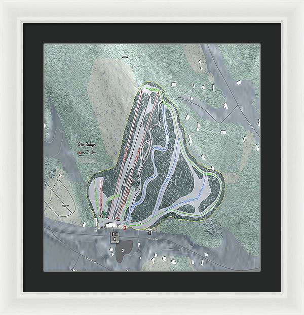 Otis Ridge Ski Trail Map - Framed Print - Powderaddicts