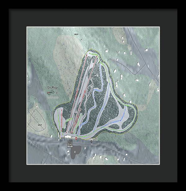Otis Ridge Ski Trail Map - Framed Print - Powderaddicts
