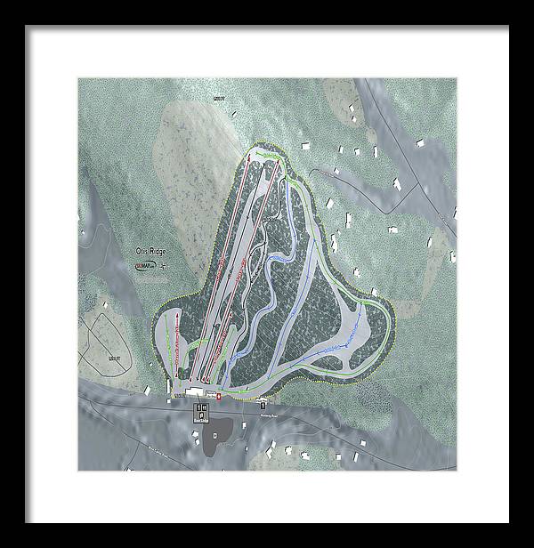 Otis Ridge Ski Trail Map - Framed Print - Powderaddicts