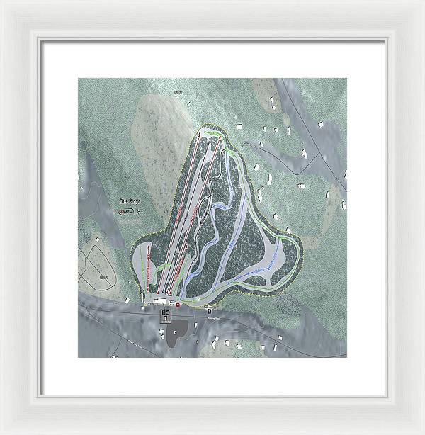 Otis Ridge Ski Trail Map - Framed Print - Powderaddicts