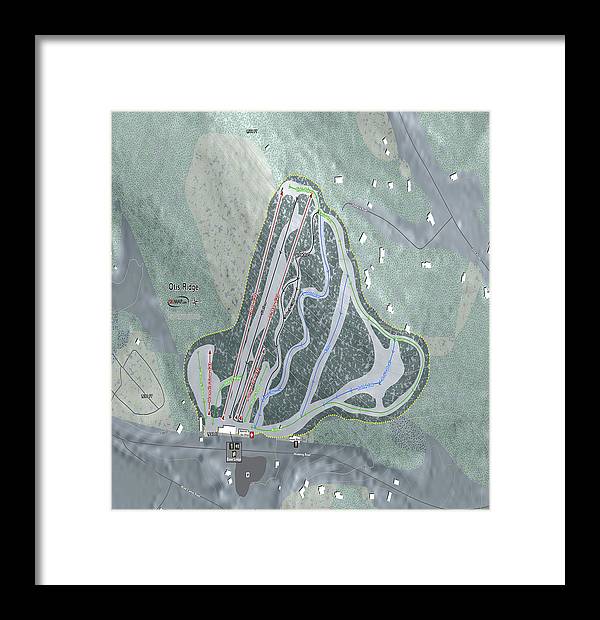 Otis Ridge Ski Trail Map - Framed Print - Powderaddicts