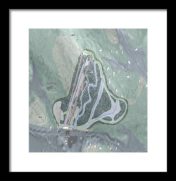 Otis Ridge Ski Trail Map - Framed Print - Powderaddicts