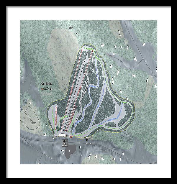Otis Ridge Ski Trail Map - Framed Print - Powderaddicts