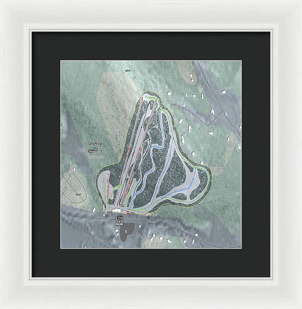 Otis Ridge Ski Trail Map - Framed Print - Powderaddicts