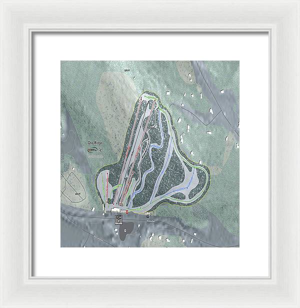 Otis Ridge Ski Trail Map - Framed Print - Powderaddicts