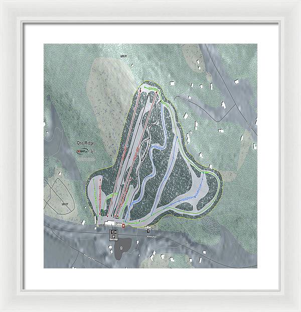 Otis Ridge Ski Trail Map - Framed Print - Powderaddicts