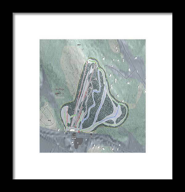 Otis Ridge Ski Trail Map - Framed Print - Powderaddicts