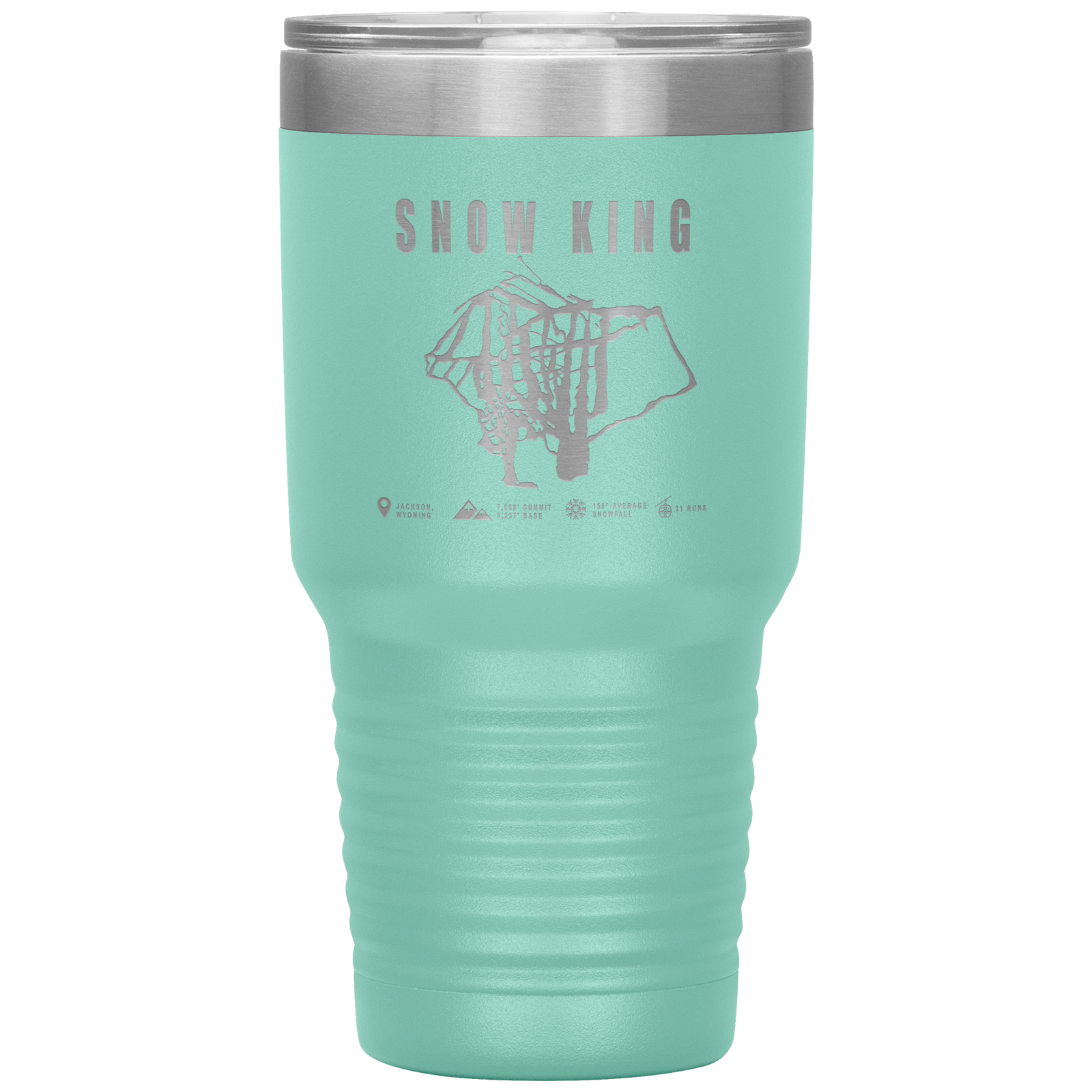 Snow King Wyoming Ski Trail Map 30oz Tumbler - Powderaddicts