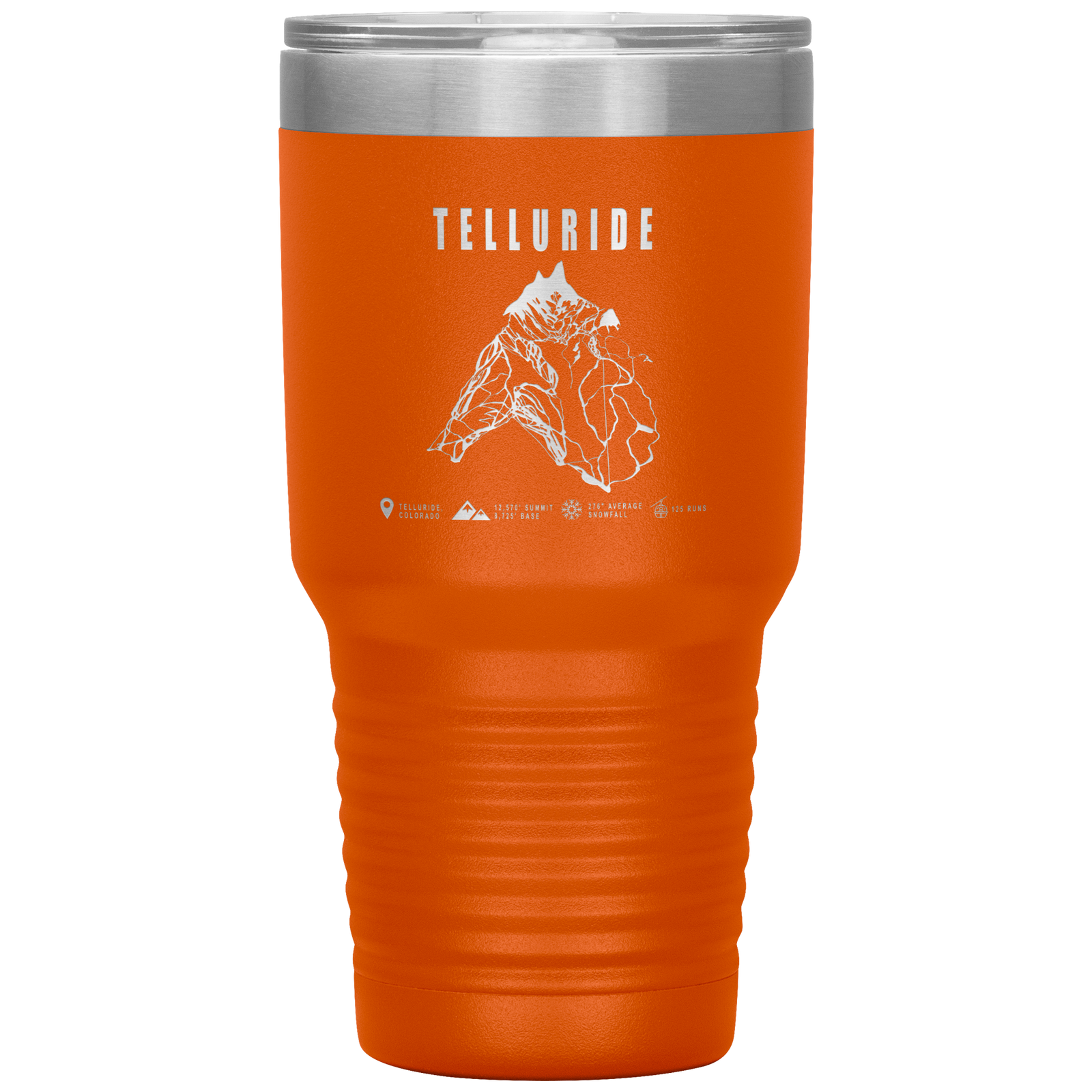 Telluride Colorado Ski Trail Map 30oz Tumbler - Powderaddicts