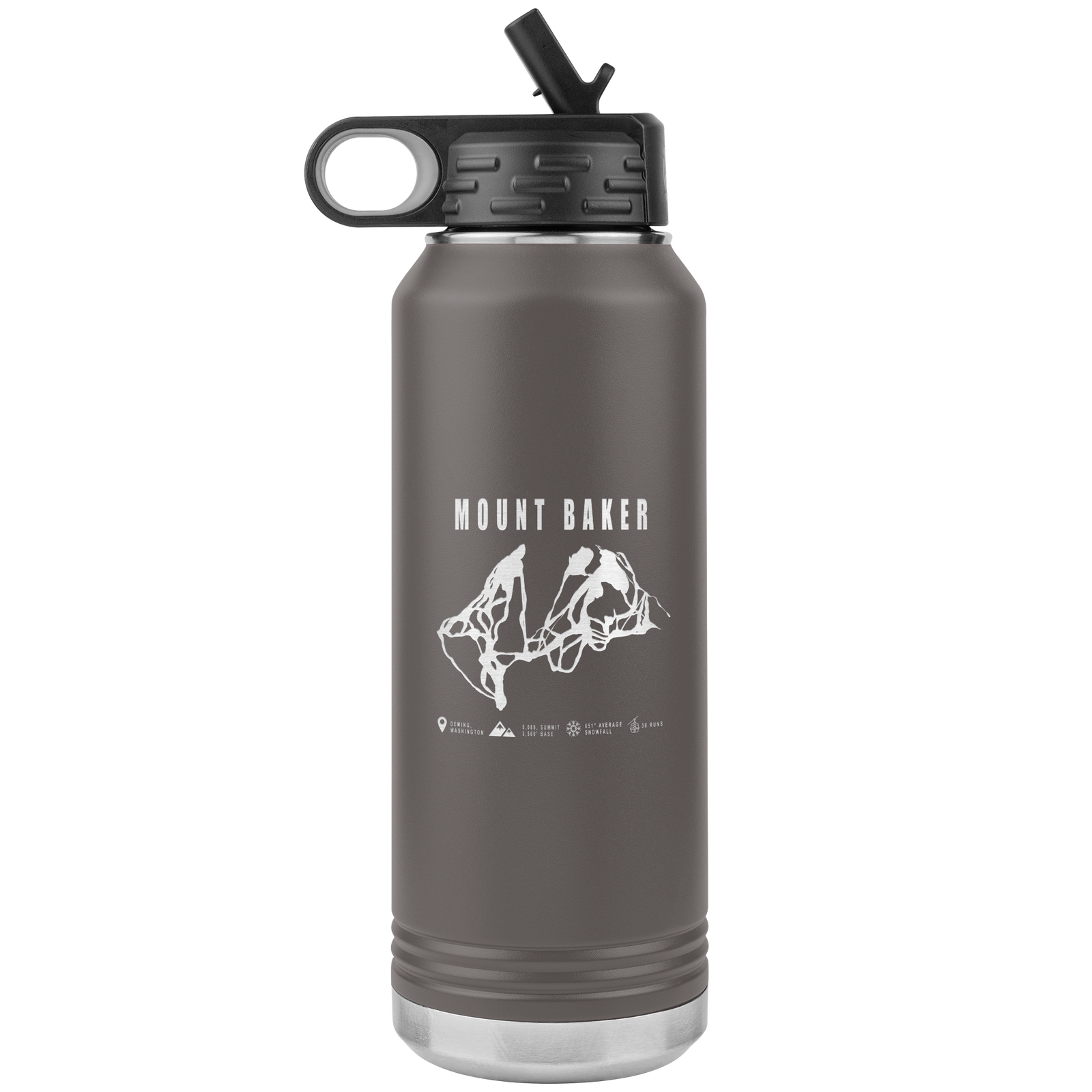 Mount Baker, Washington Ski Trail Map 32oz Water Bottle Tumbler - Powderaddicts