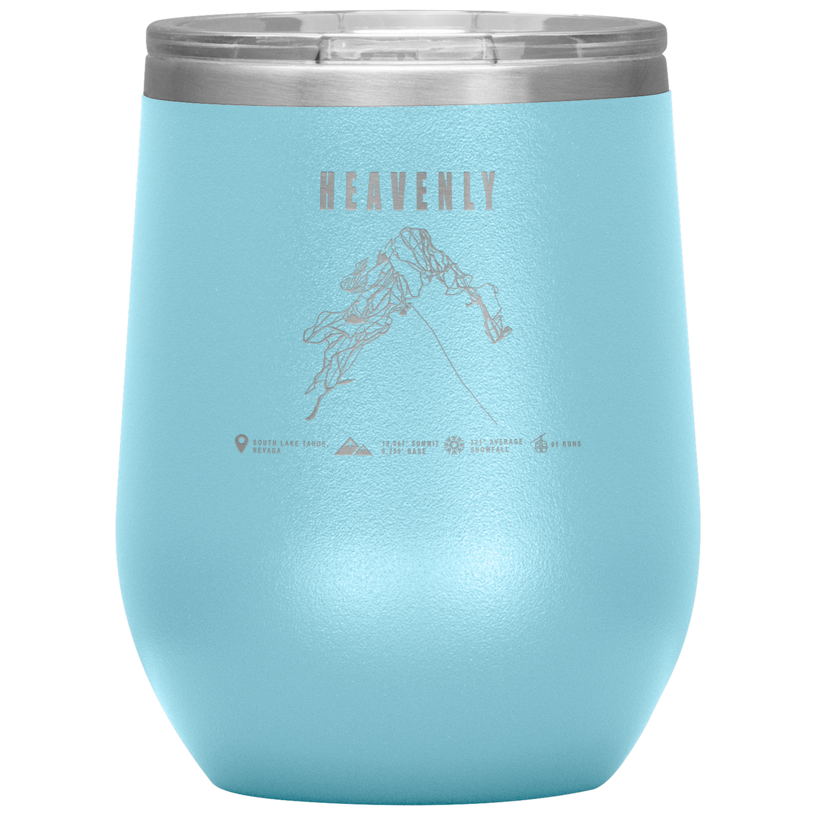 Heavenly, Nevada Ski Trail Map Wine 12oz Tumbler - Powderaddicts