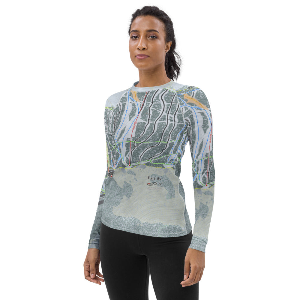 Pajarito, New Mexico Ski Trail Map Women's Base Layer Top - Powderaddicts