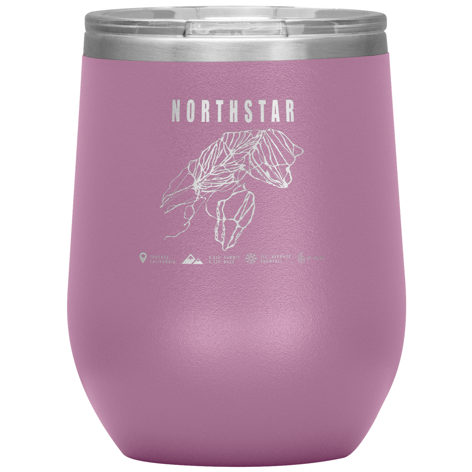 Northstar, California Ski Trail Map Wine 12oz Tumbler - Powderaddicts