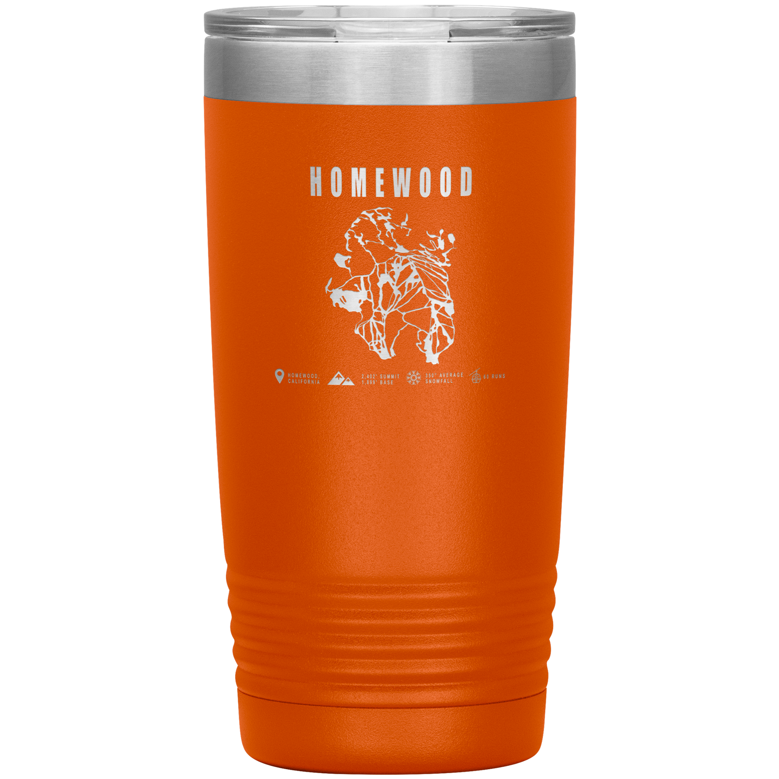 Homewood, California Ski Trail Map 20oz Tumbler - Powderaddicts