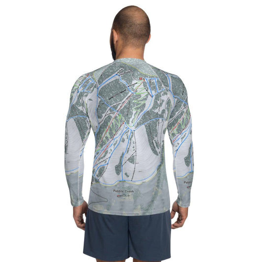 Pebble Creek, Idaho Ski Trail Map Men's Base Layer Top - Powderaddicts