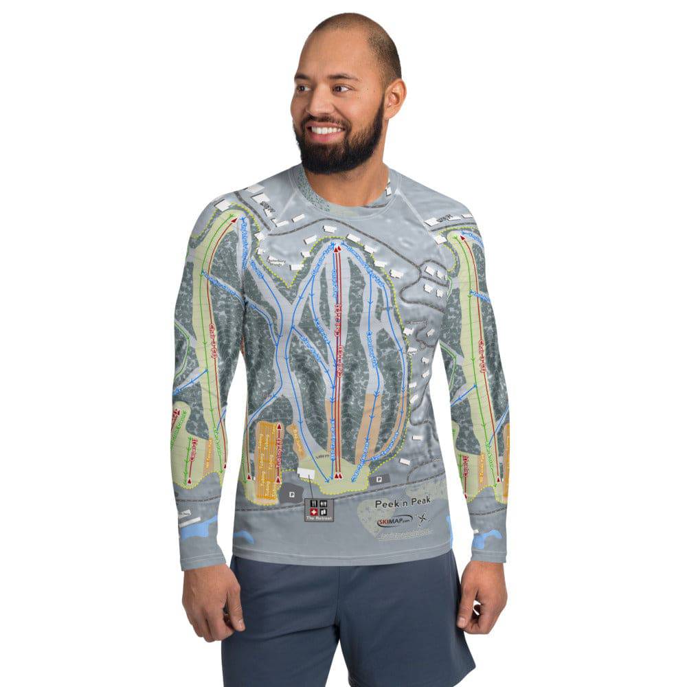 Peek'n Peak, New York Ski Trail Map Men's Base Layer Top - Powderaddicts