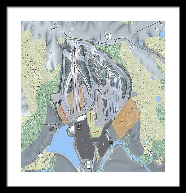 Perfect North Slopes Ski Trail Map - Framed Print - Powderaddicts