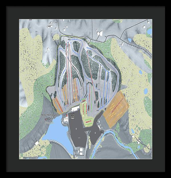 Perfect North Slopes Ski Trail Map - Framed Print - Powderaddicts