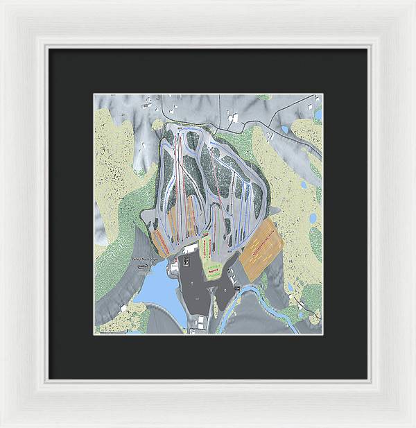 Perfect North Slopes Ski Trail Map - Framed Print - Powderaddicts