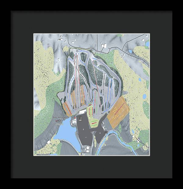 Perfect North Slopes Ski Trail Map - Framed Print - Powderaddicts