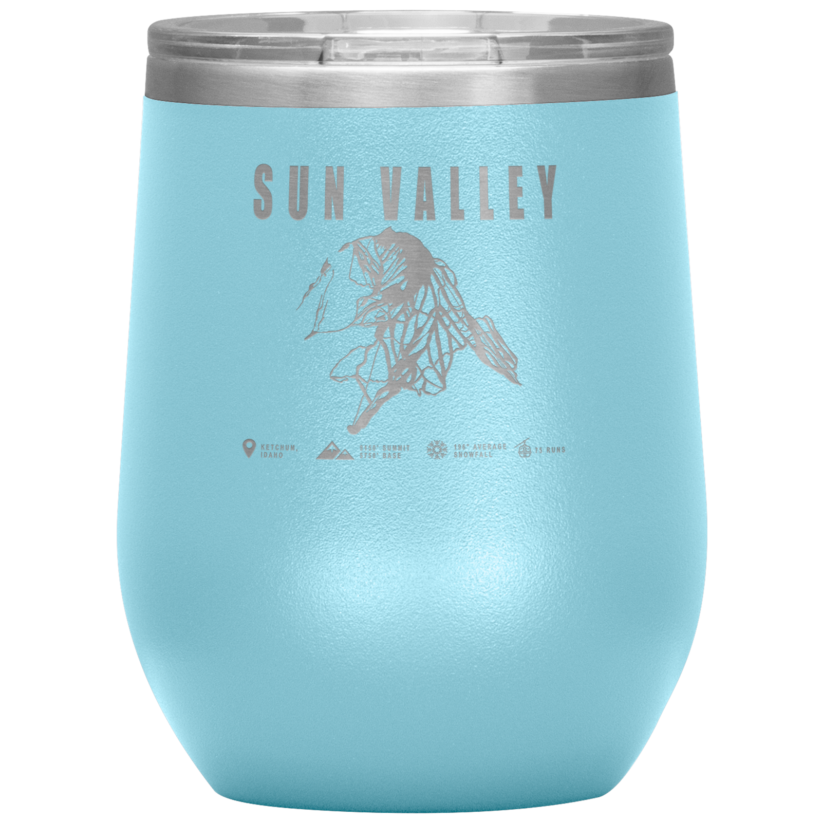 Sun Valley Idaho Ski Trail Map Wine 12oz Tumbler - Powderaddicts
