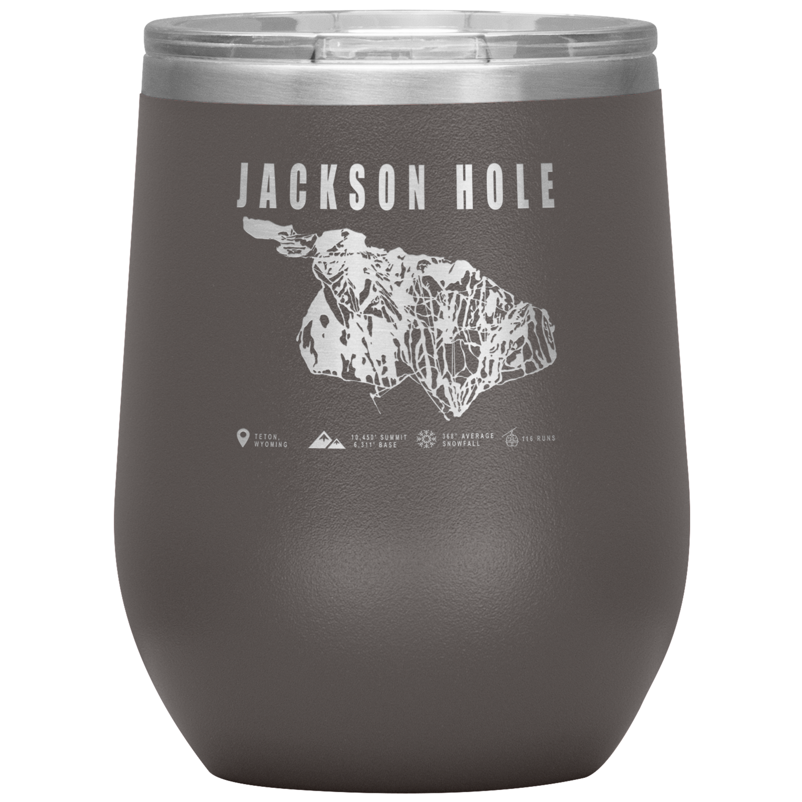 Jackson Hole Wyoming Ski Trail Map Wine 12oz Tumbler - Powderaddicts