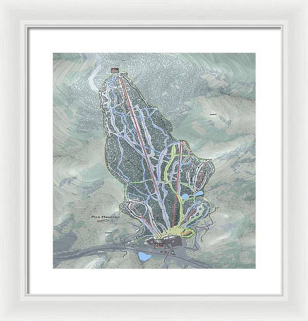 Pico Mountain Ski Trail Map - Framed Print - Powderaddicts