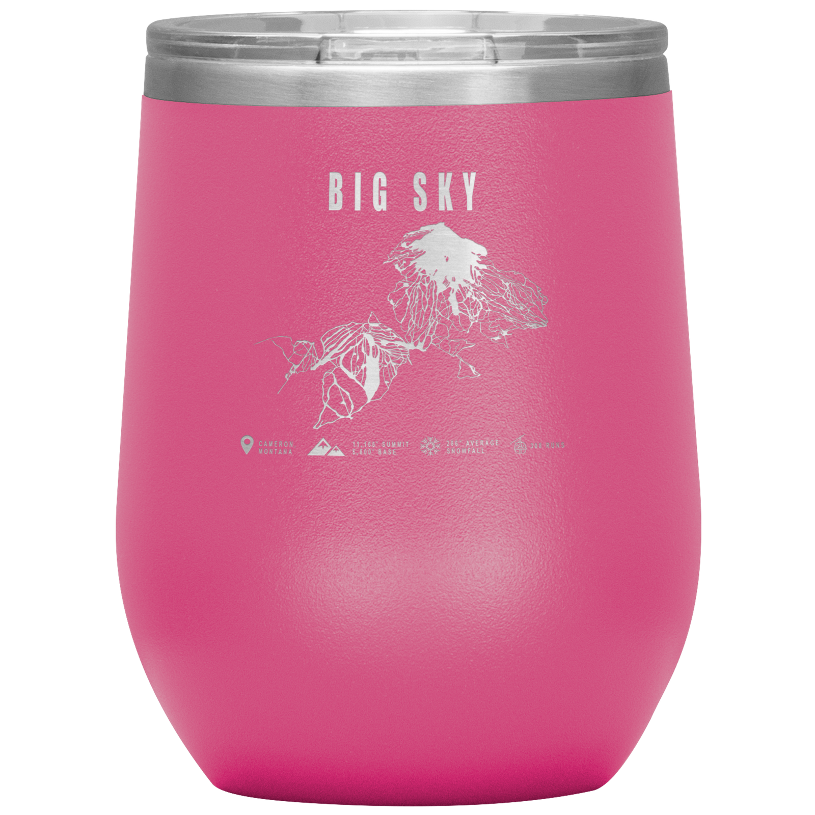 Big Sky Montana Ski Trail Map Wine 12oz Tumbler - Powderaddicts
