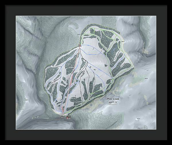 Pine Creek Ski Trail Map - Framed Print - Powderaddicts