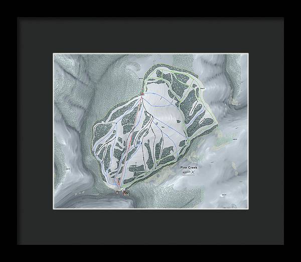 Pine Creek Ski Trail Map - Framed Print - Powderaddicts