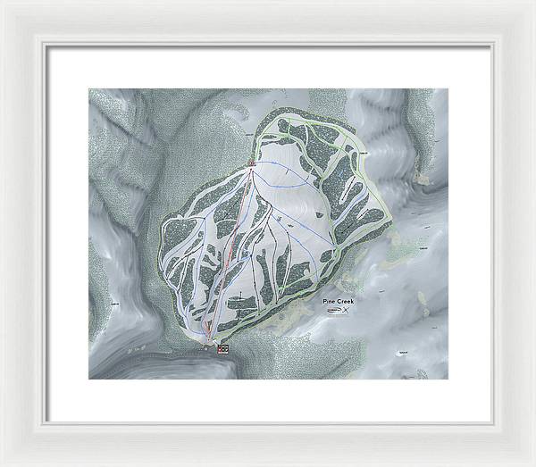 Pine Creek Ski Trail Map - Framed Print - Powderaddicts