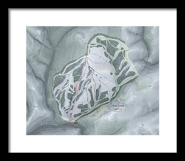 Pine Creek Ski Trail Map - Framed Print - Powderaddicts