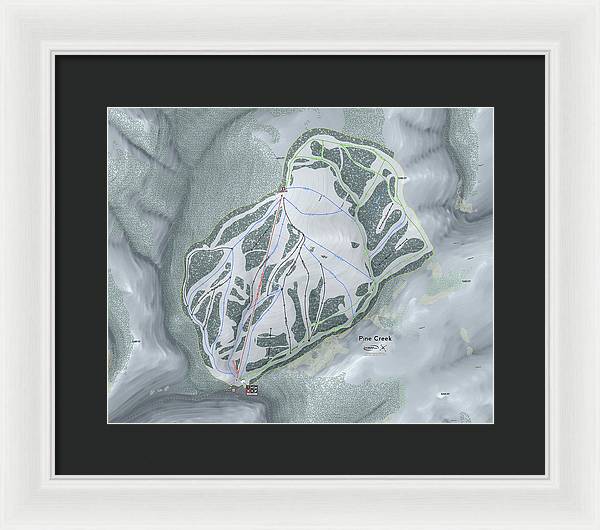 Pine Creek Ski Trail Map - Framed Print - Powderaddicts