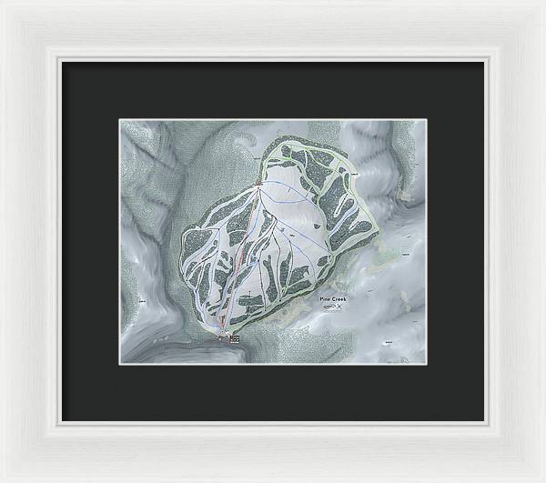 Pine Creek Ski Trail Map - Framed Print - Powderaddicts
