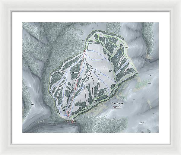 Pine Creek Ski Trail Map - Framed Print - Powderaddicts