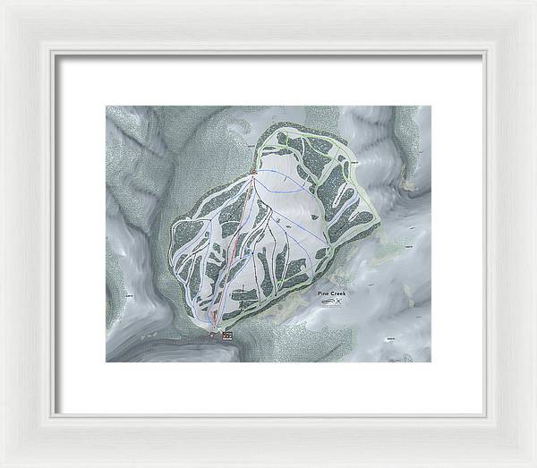 Pine Creek Ski Trail Map - Framed Print - Powderaddicts
