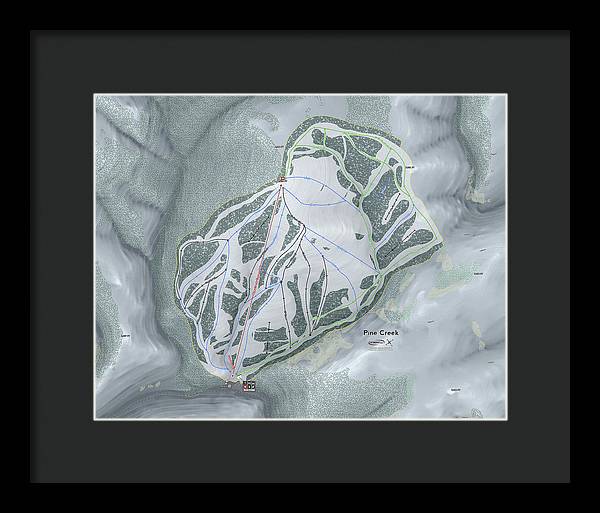 Pine Creek Ski Trail Map - Framed Print - Powderaddicts