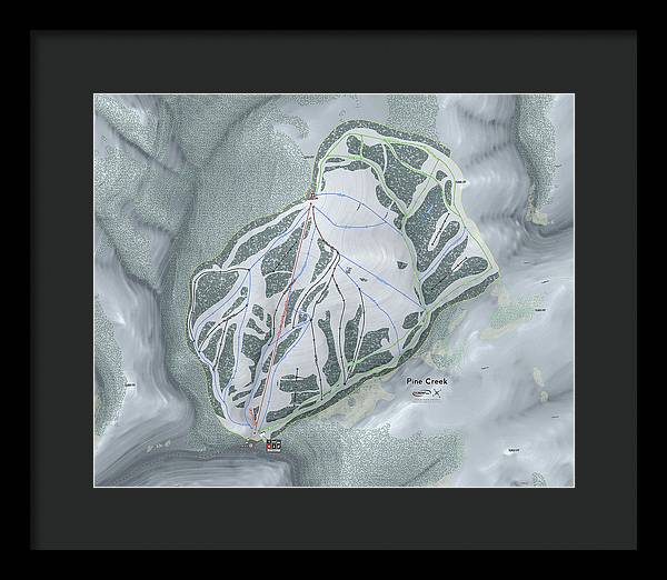 Pine Creek Ski Trail Map - Framed Print - Powderaddicts