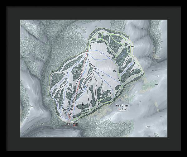 Pine Creek Ski Trail Map - Framed Print - Powderaddicts