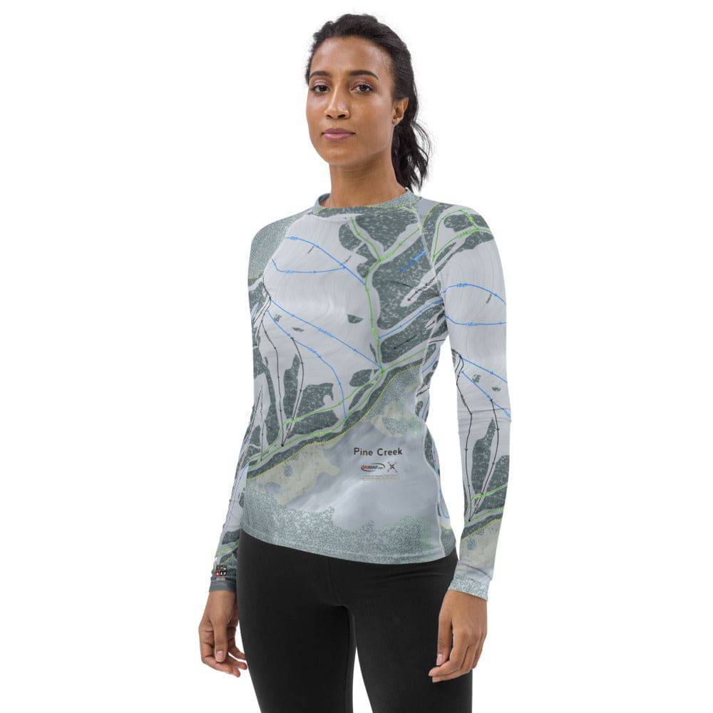 Pine Creek, Wyoming Ski Trail Map Women's Base Layer Top - Powderaddicts
