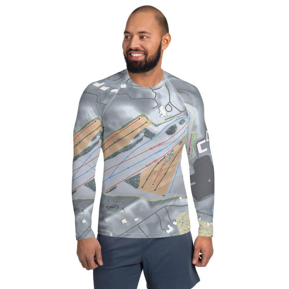 Pine Knob, Michigan Ski Trail Map Men's Base Layer Top - Powderaddicts