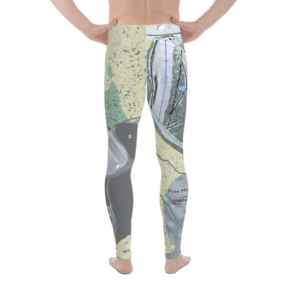 Pine Mountain, Michigan Ski Trail Map Men's Base Layer Bottom - Powderaddicts