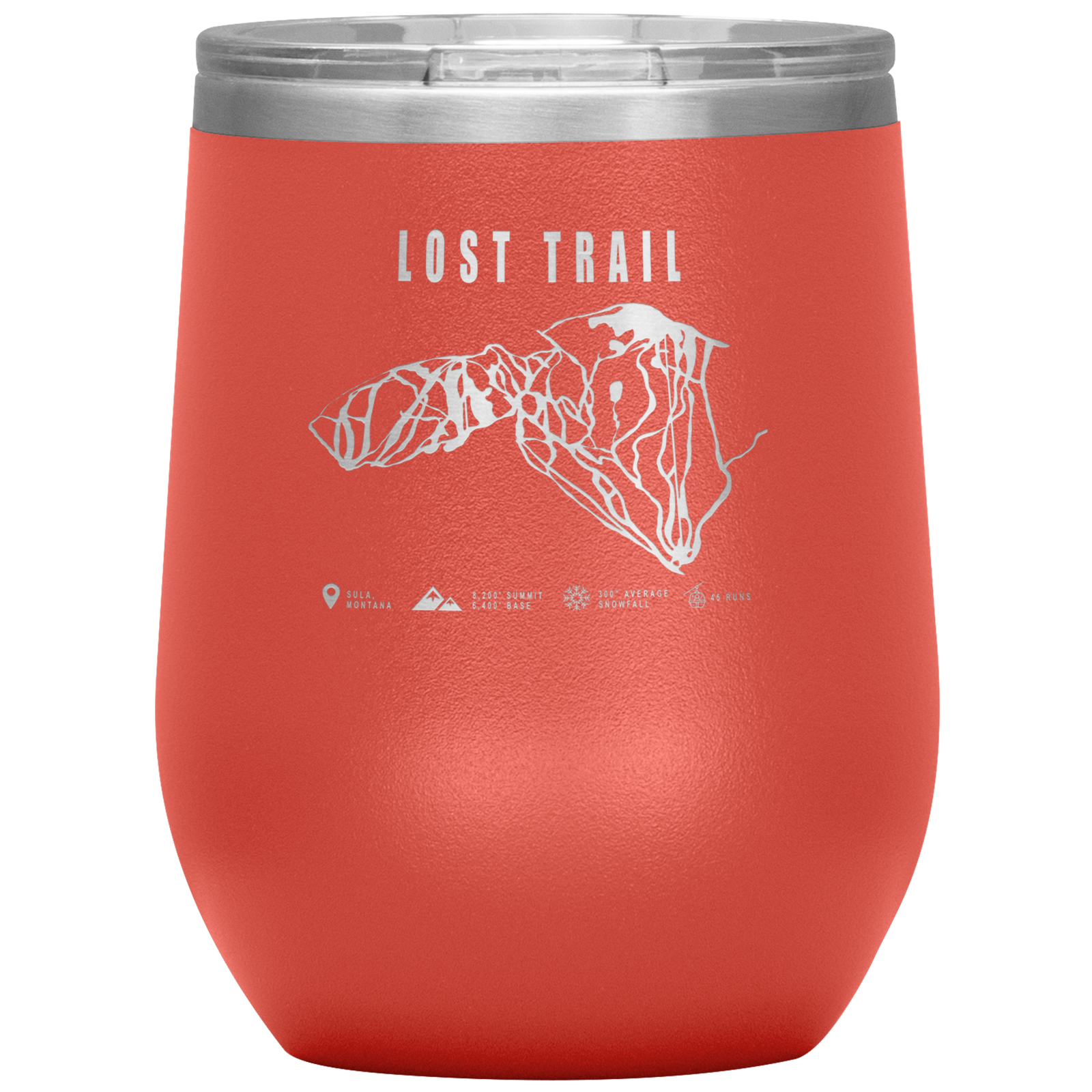 Lost Trail Montana Ski Trail Map Wine 12oz Tumbler - Powderaddicts