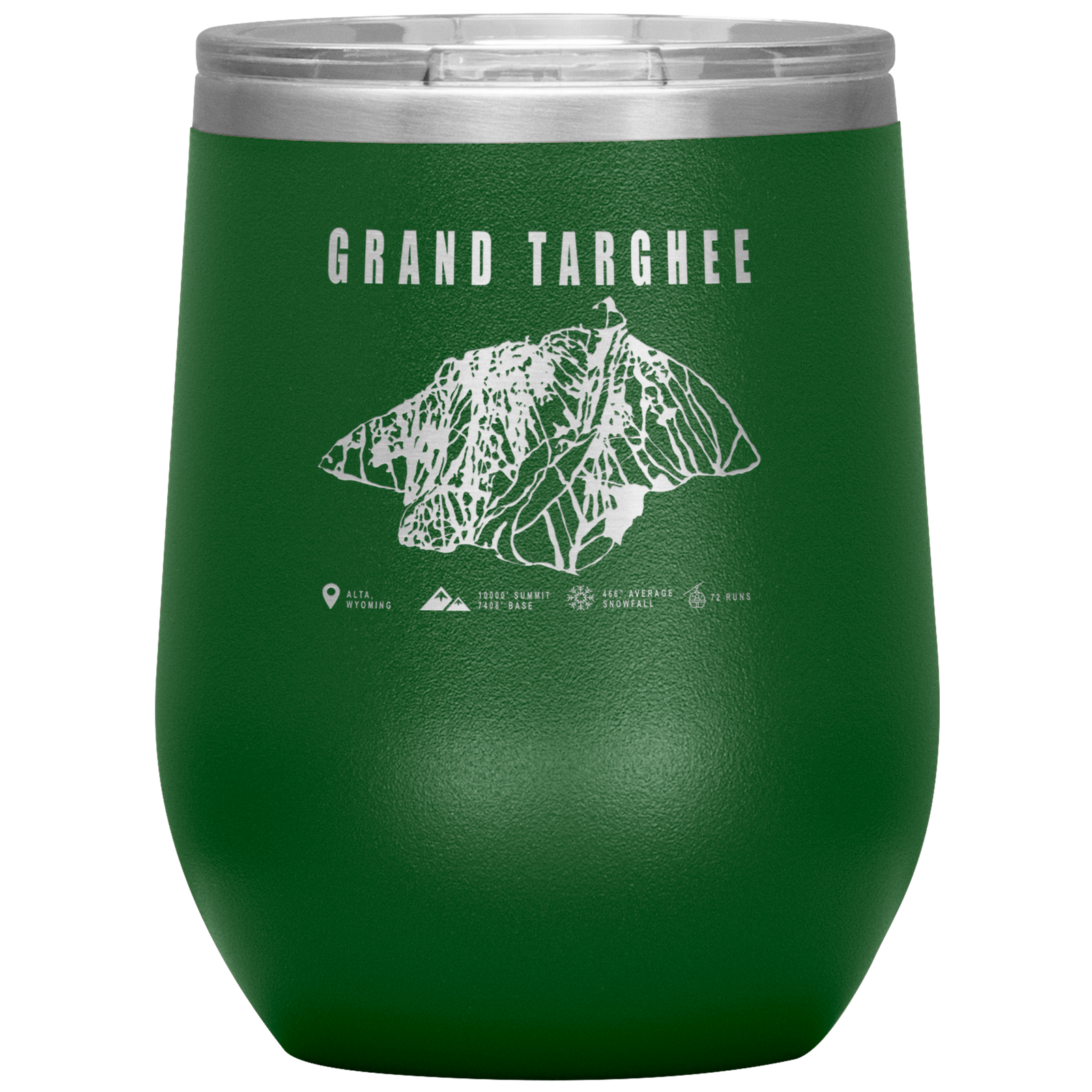 Grand Targhee Wyoming Ski Trail Map Wine 12oz Tumbler - Powderaddicts