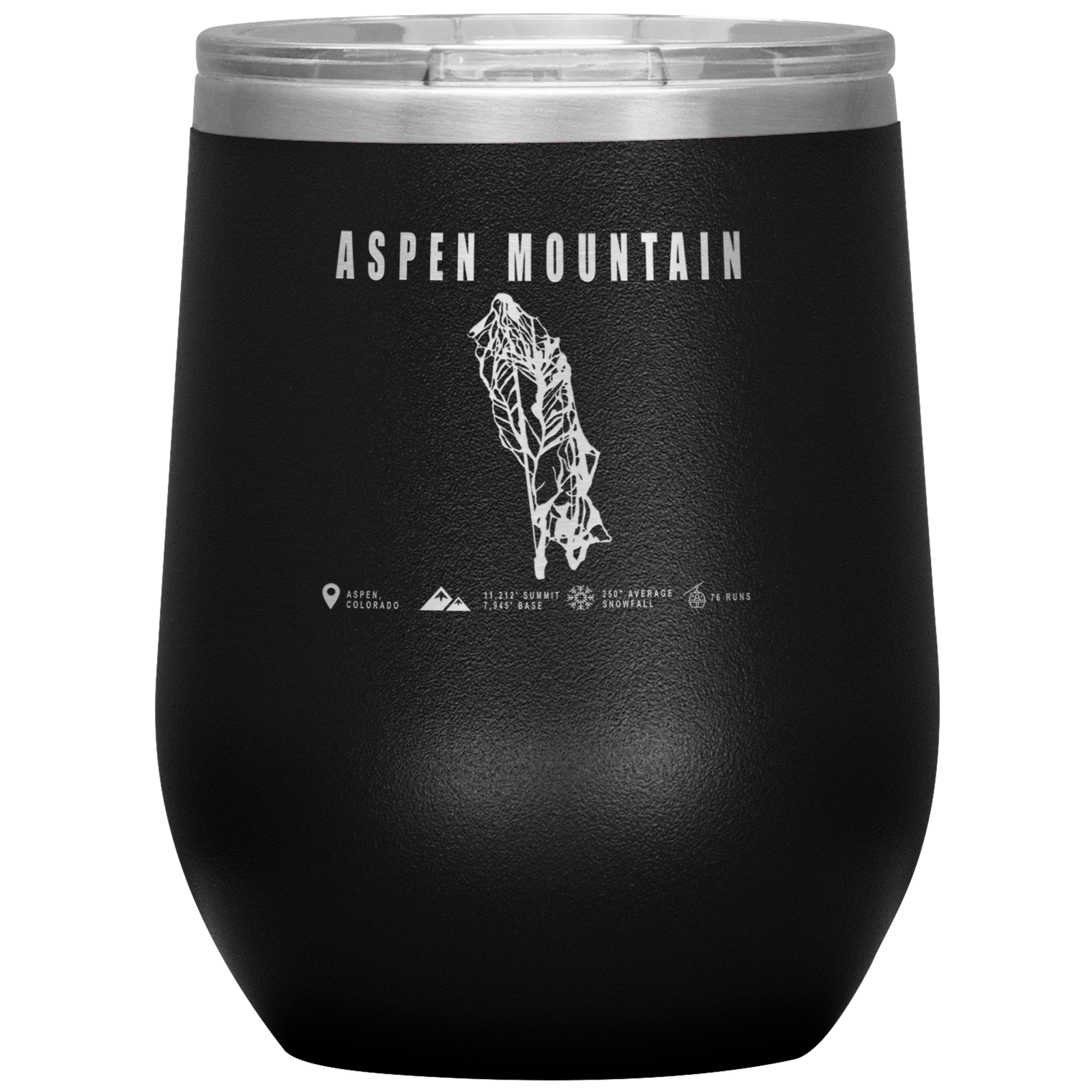 Aspen Mountain Colorado Ski Trail Map Wine 12oz Tumbler - Powderaddicts