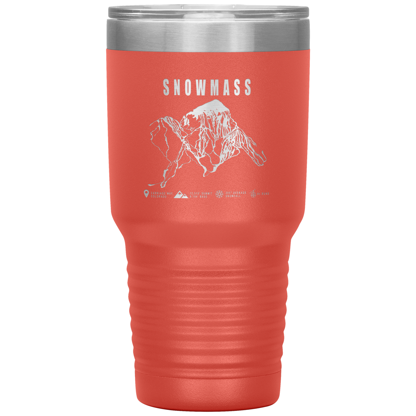 Snowmass Colorado Ski Trail Map 30oz Tumbler - Powderaddicts