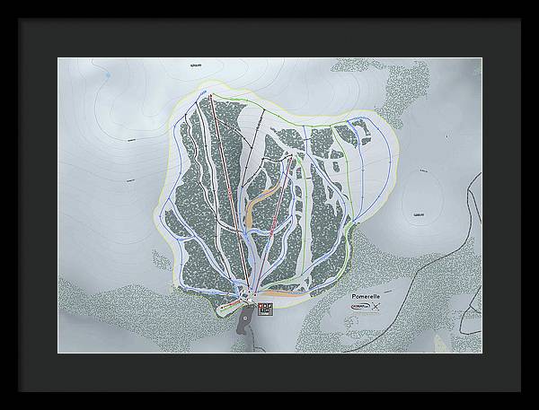 Pomerelle Ski Trail Map - Framed Print - Powderaddicts
