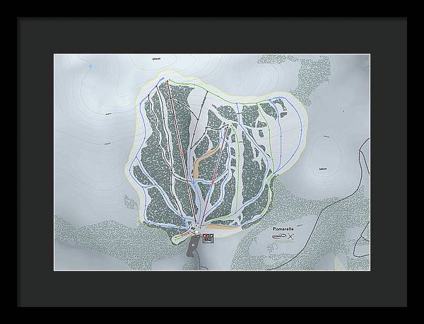Pomerelle Ski Trail Map - Framed Print - Powderaddicts